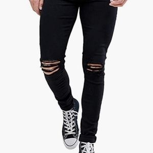 Black tight fit jeans by longbida
